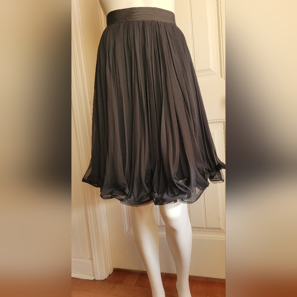 Vintage 60s Union Made Black Chiffon Fluted Skirt Modern 2